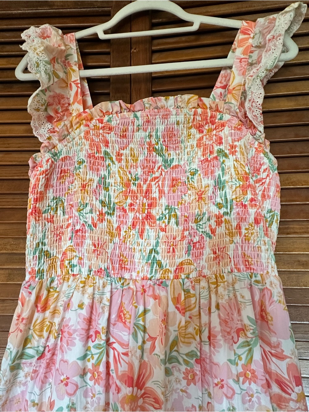 Haute Hippie Pink Floral Tiered Smocked Bodice Maxi Dress size 12 - Picture 6 of 13